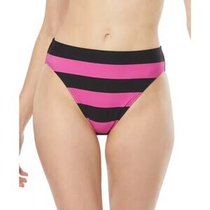 Michael Kors Striped High-Waisted Bikini Bottoms Women's Size Large Pink Black